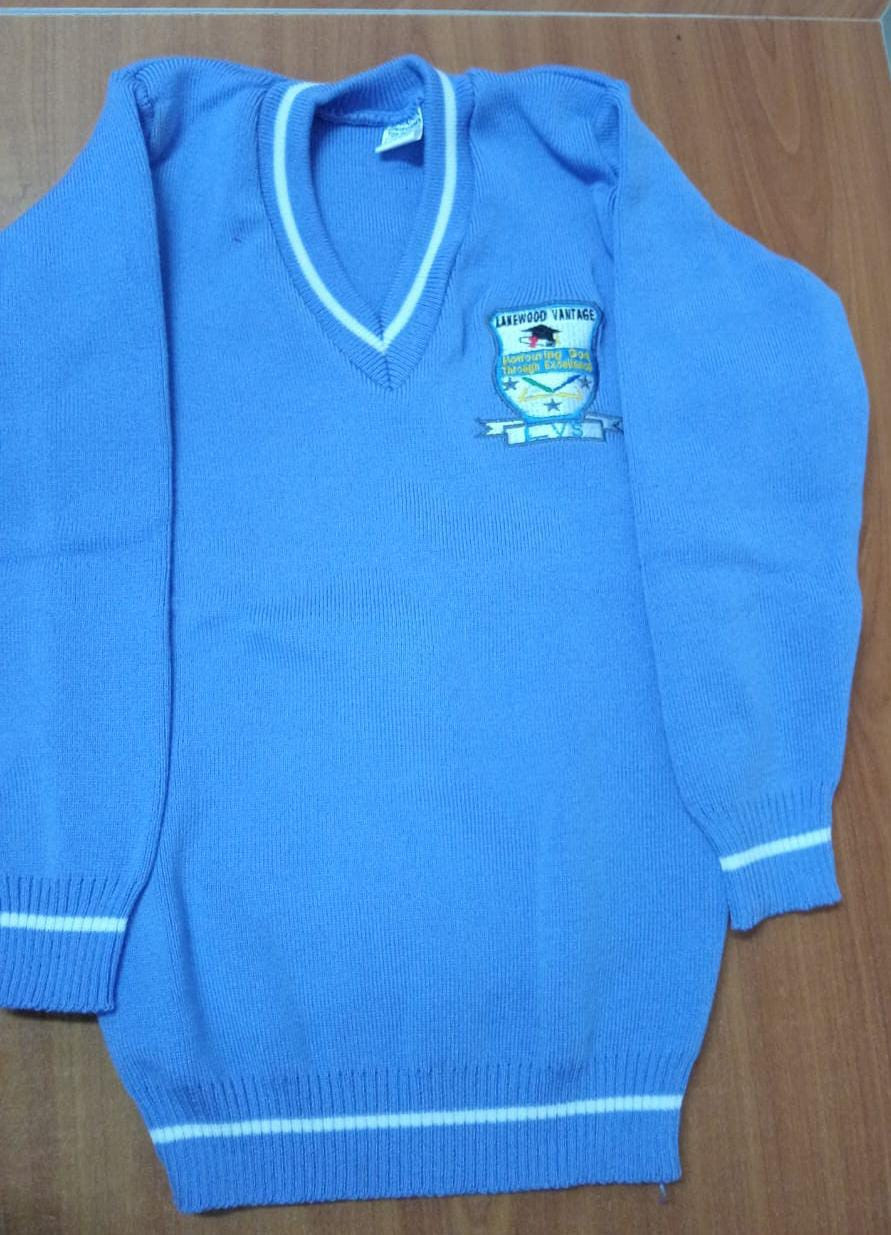 Blue V-Neck Uniform Sweater